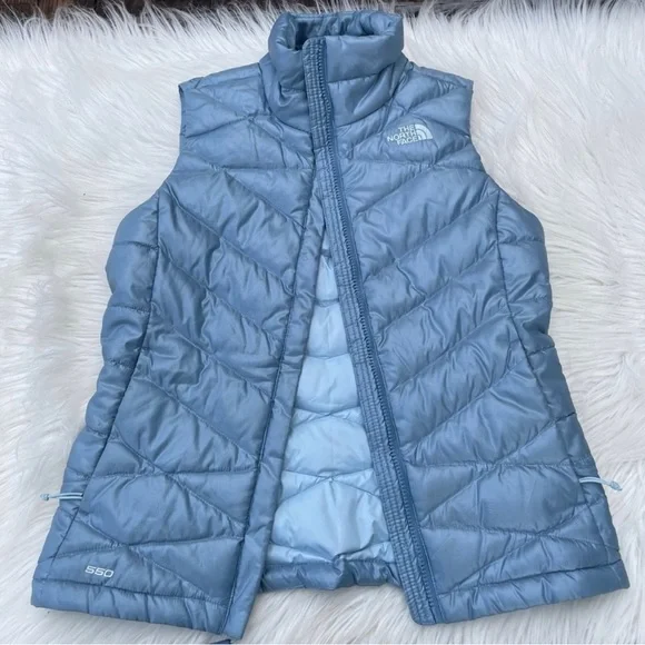 The North Face Women’s Blue 550 Down Filled Quilted Puffer Vest XS - Picture 7 of 11
